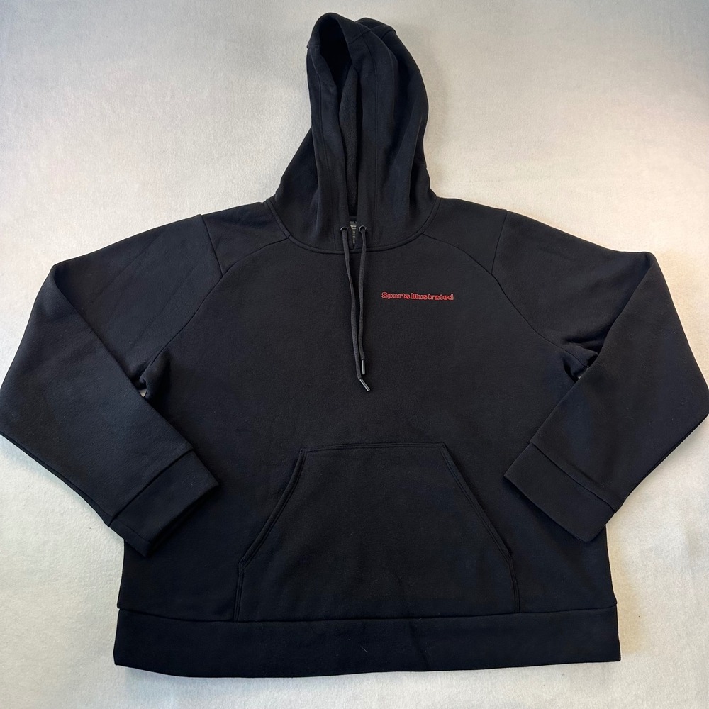 Sports Illustrated Hoodie Mens XL Black Red Logo Raglan Pullover Sweatshirt